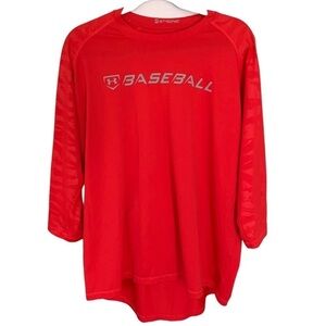 Under Armour Heat Gear Baseball 3/4 Sleeve Red Camo Sleeve Detail Sz XL